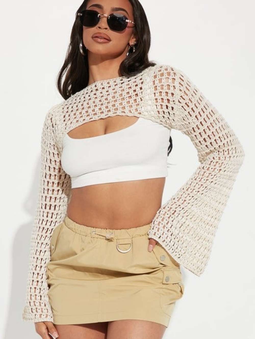 Women’s Cream Crochet Bolero Shrug